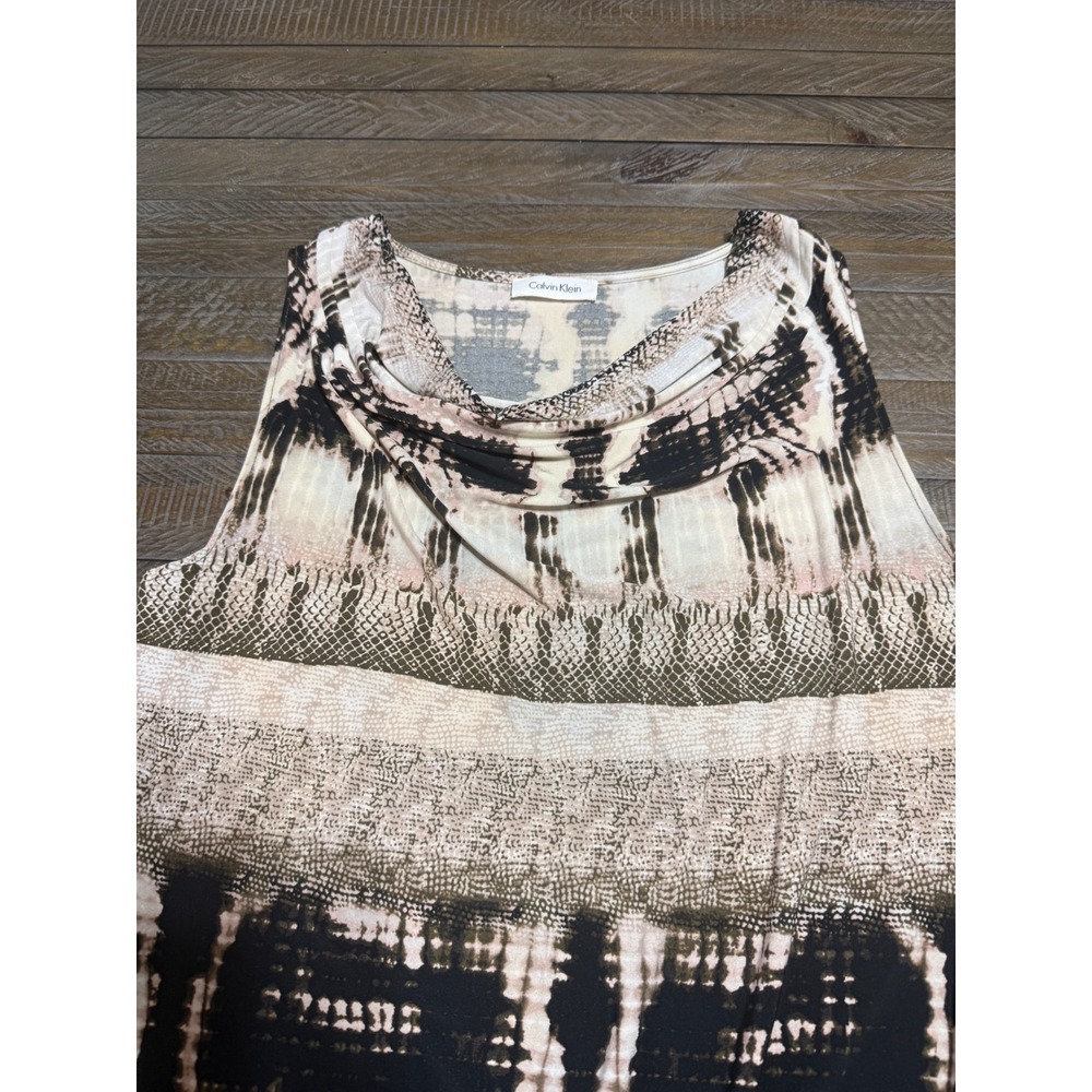 Calvin Klein Cowl Neck Medium Black Cream Abstract Snakeskin Preloved - Picture 5 of 5